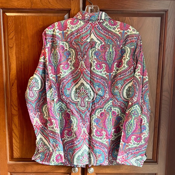 Talbots Paisley Long-Sleeve blouse size PL - Picture 5 of 9